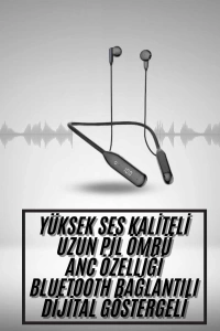 100 Saat Kablolu Boyun Askılı Dijital Göstergeli Bluetooth Kulaklık