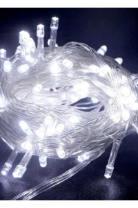10m 100 Led Boncuk Lamba Beyaz Işık Şeffaf Kablo