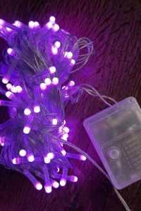 10m 100 Led Damla Uçlu Pembe Işık Şeffaf Kablo