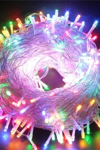 10m 60 LED RGB - 2 Kademeli Şeffaf Kablolu Pilli