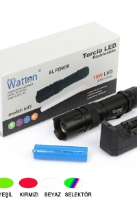 10W 2000 Lümen 4 Renk Güçlü EL Feneri Watton Wt-605