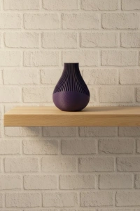 11 cm Mor Minimal Çizgili Vazo Masa Üstü Şık Dekor Objesi