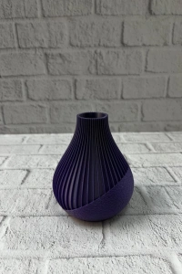 11 cm Mor Minimal Çizgili Vazo Masa Üstü Şık Dekor Objesi