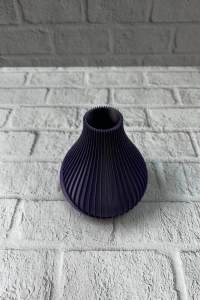 11 cm Mor Minimal Çizgili Vazo Masa Üstü Şık Dekor Objesi