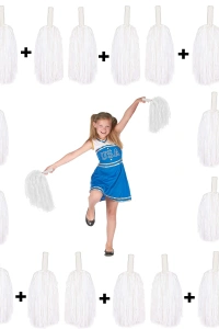 12 Çift Beyaz Gösteri Ponponu (24 Adet)