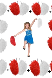 12 Çift Kırmızı-Beyaz Ponpon ( 24 Adet )