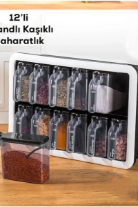 12li Standlı Kaşıklı Baharatlık Seti