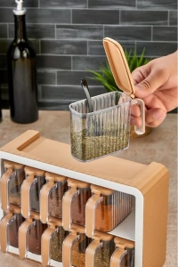 12li Standlı Kaşıklı Baharatlık Seti