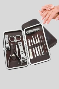 12 Parçalık Özel Deri Çantalı Kişisel Bakım Seti