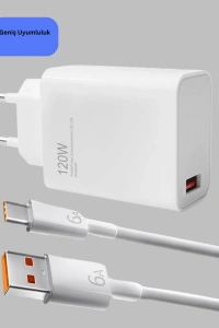 120 Watt Hızlı Şarj Adaptörü Samsung S20 S21 S22 S23 Uyumlu