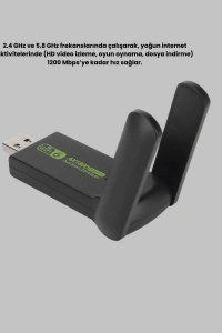 1200 Mbps Dual Band WiFi Adaptör – 5.8G & 2.4G Çift Antenli