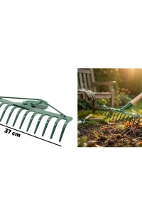 14 Dişli Metal Bahçe Tırmığı - 37 cm Genişlik - Dayanıklı Yapı