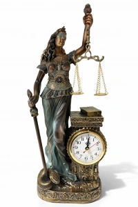 15x10 cm Polyester Saatli Adalet Figürü