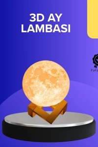 16 Renkli 3D Baskılı Ay Lambası Ahşap Standlı
