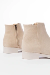 165-204 Bej Süet Fermuarlı Günlük Kadın Bot