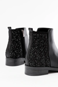 165-212 Siyah Taş Aksesuarlı Fermuarlı Günlük Kadın Bot