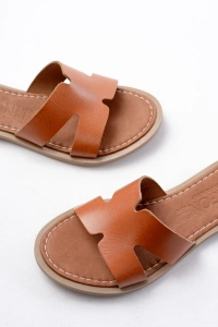 169-6100 Taba Ortopedik Hakiki Deri Kadın Terlik