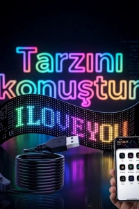 16x96 LED Yazı Paneli 60 cm Esnek RGB Işıklı Programlanabilir Ekran
