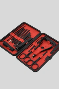 17 Parça Profesyonel Manikür Pedikür Seti Paslanmaz Çelik Siyah Kutu