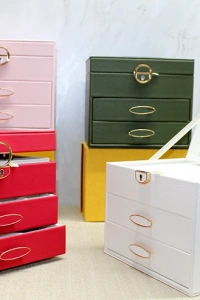 17x20 cm Deri Kaplamalı Makyaj Ve Takı Kutusu