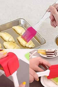2'li Silikon Pasta - Börek - Poğaça Yağ Fırçası ve Spatula Seti