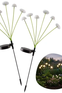 2 Adet Plastik Mantar Sensörlü Solar Bahçe Lambası