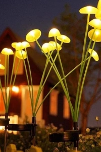 2 Adet Plastik Mantar Sensörlü Solar Bahçe Lambası