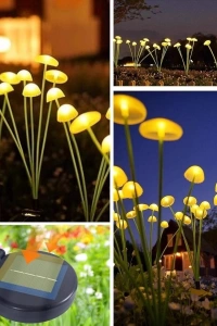 2 Adet Plastik Mantar Sensörlü Solar Bahçe Lambası