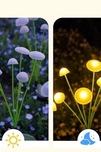 2 Adet Plastik Mantar Sensörlü Solar Bahçe Lambası