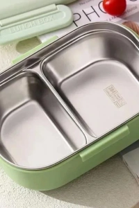 2 Bölmeli Yemek Kabı - 304 Paslanmaz Çelik - 900 ml