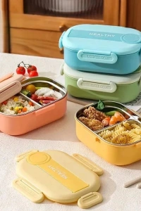 2 Bölmeli Yemek Kabı - 304 Paslanmaz Çelik - 900 ml