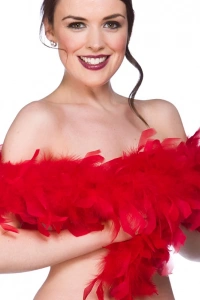 2 Metre Boa Tüy Otriş - Kırmızı