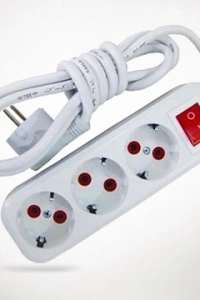 2 mt Kablolu Anahtarlı 3 lü Topraklı Grup Priz