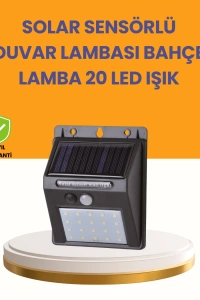 20 LED Güneş Enerjili Hareket Sensörlü Dış Mekan Duvar Lambası
