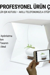 20 x 20 CM Profesyonel Stüdyo Led Işıklı Çift Sıra Ürün Fotoğraf Çekim Çadırı