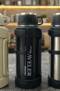2000 ml Bardaklı Çift Katmanlı Vakumlu Paslanmaz Çelik Termos
