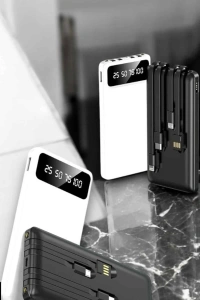 20.000 Mah Led Işıklı LCD Ekran USB Girişli Type-C Lightning Powerbank
