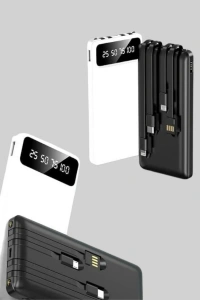 20.000mAh PD Powerbank LED Işık LCD Ekran Dahili Kablo Çoklu Giriş