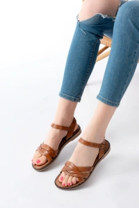 205-037 Taba Hakiki Deri Ortopedik Taban Kadın Sandalet