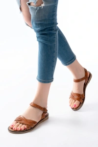 205-037 Taba Hakiki Deri Ortopedik Taban Kadın Sandalet