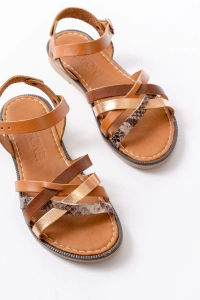 205-093 Taba Garni Hakiki Deri Ortopedik Taban Kadın Sandalet