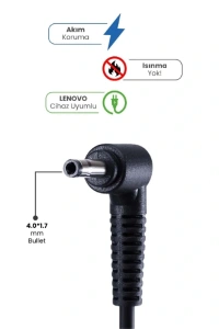 20V 3.25A 4.0 * 1.7 Bullet 65W LENOVO İçin Laptop Adaptör