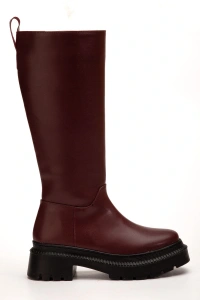 236-340 Bordo Fermuarlı Günlük Kadın Çizme