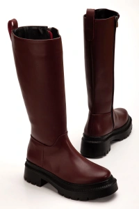 236-340 Bordo Fermuarlı Günlük Kadın Çizme