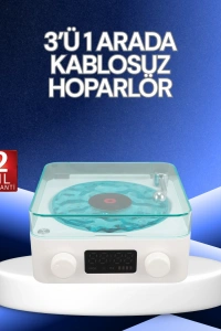 3-1 Kablosuz Bluetooth Hoparlör – Gece Lambalı, Saatli, Retro Tasarım
