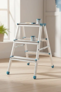 3+3 Çift Basamaklı Alüminyum Metal Merdiven