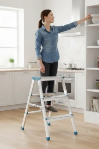 3+3 Çift Basamaklı Alüminyum Metal Merdiven