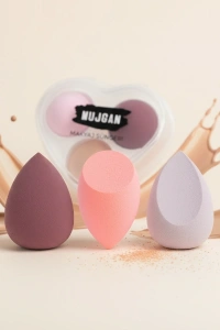 3lü Makyaj Süngeri Seti Kalpli Kutu