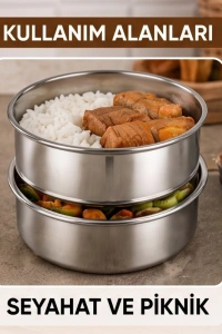 3lü Metal Sefer Tası - Paslanmaz Çelik - 16 cm