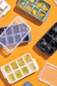 3lü Mini Buz Kalıbı - Küp Şekilli - Kapaklı - Plastik